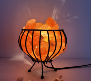 Apple Iron Basket Pink Salt Lamp