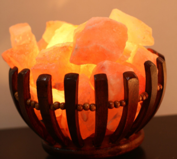 Bowl Shape Wooden Basket With Salt Chunks