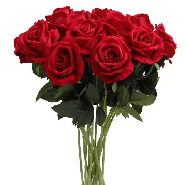 12pcs Realistic Artificial Rose Bouquet - Image 8