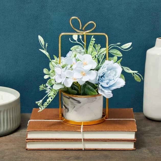 1pc nordic style hydrangea bonsai set with pot زهرة اصطناعية على الطراز الشمالي