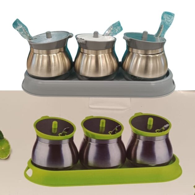 3 pc stainless steel jar for spices with spoon safe and healthy