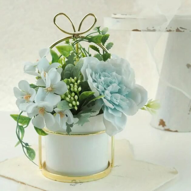1pc nordic style hydrangea bonsai set with pot زهرة اصطناعية على الطراز الشمالي - Image 4