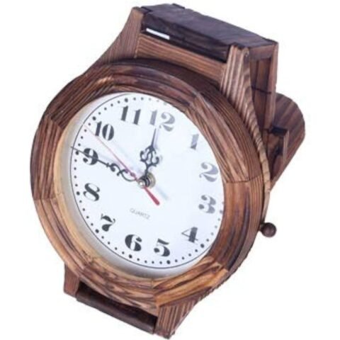 Retro Creative Pine Watch Shape Folding Mute Wall Clock